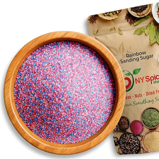 NY Spice Shop Rainbow Sanding Sugar - 8 Ounce Sweet Colorful Edible Sprinkles For Candy Dish - Sugar Sprinkles For Cake Decorating Cookies Basket & Dishes