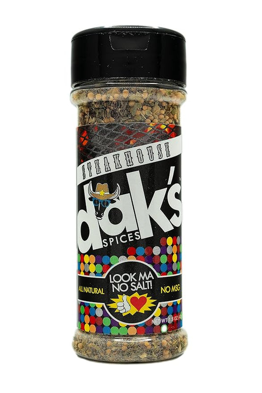 DAK's Spices Steakhouse Seasoning Blend For Meats | 100% Salt & Sugar Free | Premium & Healthy Seasoning | MSG Free, Preservative Free, Potassium Chloride Free | Low Carb & Keto Friendly | Perfect for Clean Eating & Adding Flavor to Recipes | 1.5 oz
