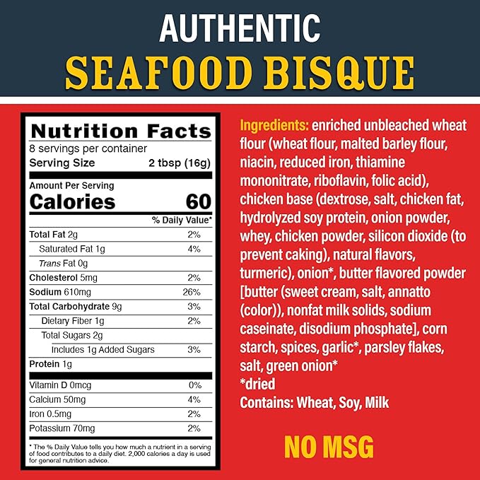 Ragin' Cajun Seafood Bisque Mix - 5 oz, Pack of 3, All Natural, No MSG - Authentic Louisiana Creole Soup for Shrimp & Crab, Ready in 25 Min
