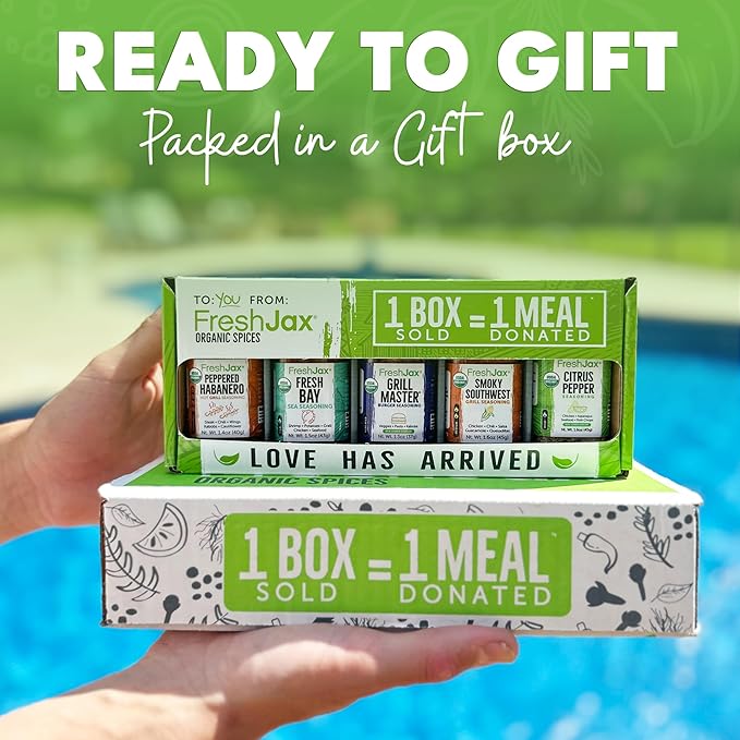 FreshJax Cookout Seasoning Gift Set ??5 Organic All-Purpose Spices for Grilling, BBQ & Cooking ??Gift-Ready Box for Men