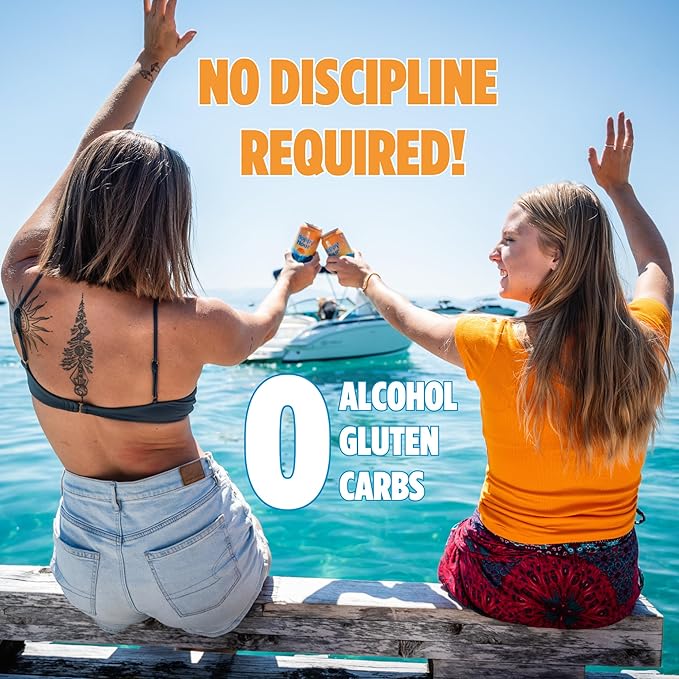 Hoppy Hour Sparkling Hop Water, Non-Alcoholic and Adaptogens Drink, Zero Sugar and Calories, Tasty Topical Mango Peach Flavor, 12 oz Cans (12-Pack)