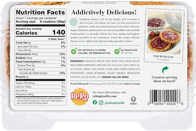 Reko Pizzelle Authentic Italian Style Waffle Cookie, Anise, 7 Ounce (Pack of 1)