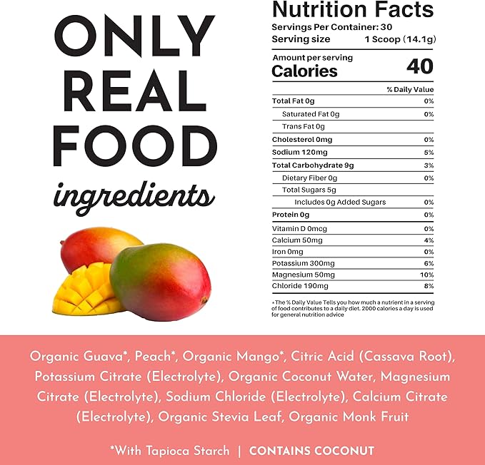 Guava Mango Electrolytes ??30?‘Serving Hydration Drink Mix with Coconut Water, Sea Salt, and Trace Minerals ??Supports Hydration, Recovery, and Electrolyte Balance*