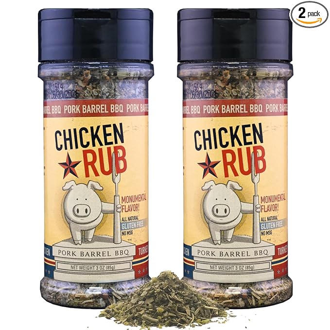 Pork Barrel BBQ Chicken Spice Rub | All-Purpose Seasoning and Spice Rub |Grilling Essentials, Perfect for Grilling, Smoking, or Cooking Wings, Chicken, Beef, Pork, Seafood, and More | Gluten-Free, No MSG, Zero Calorie, 3 oz - Pack of 2