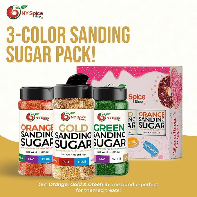NY Spice Shop Golden Sanding Sugar - 4 Ounce Sweet Colorful Edible Sprinkles For Candy Dish - Sugar Sprinkles For Cake Decorating Cookies Basket & Dishes