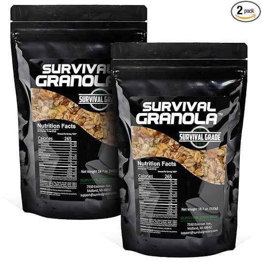 Survival Grocery Organic Ancient Grain Survival Granola??- Gluten Free, Non-GMO, No Added Sugar, High Protein Snack With Nuts, Seeds, Coconut, and Honey - Ideal for Breakfast, Cereal, Yogurt, or Snack (37.4 oz./2 Bags)
