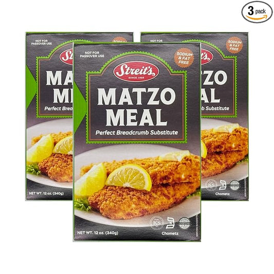 Streit's Matzo Meal - Perfect Breadcrumb Substitute, Sodium Free, Fat Free, Non-GMO, Vegan, Dairy-Free, Kosher Certified, Family Owned (12oz, Pack of 3)