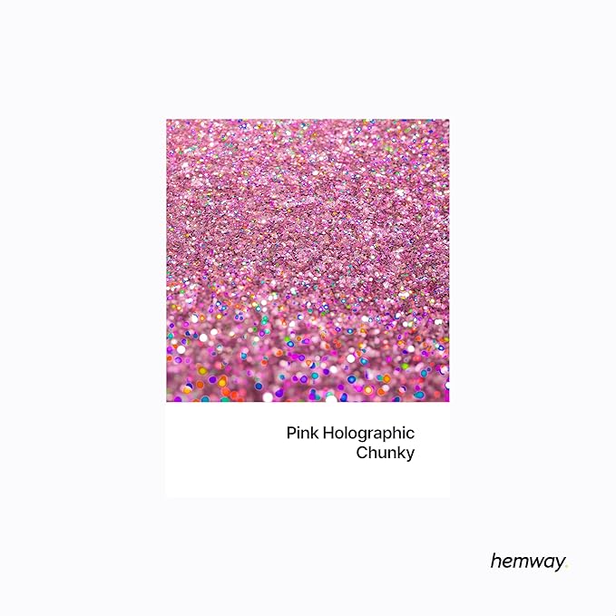 Hemway Premium Glitter Shaker - Pink Holographic | 130g Chunky Metallic Flake Sequins for Resin & Epoxy Crafts | Craft Supplies for Tumblers, Festival, Art