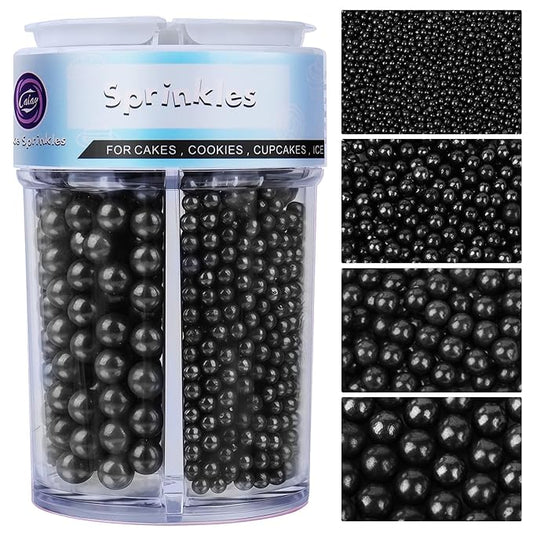Halloween sprinkles for Cake Decorating, Black Pearl Sprinkles Mix for Luxurious Cake Cupcake Cookie Baking Ice Cream Decorations