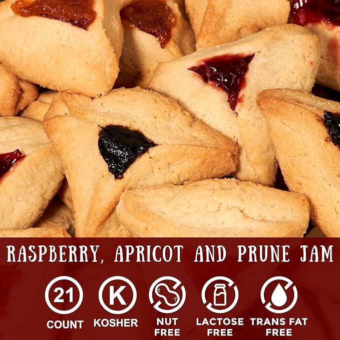 Hametaschen Cookies | Fathers Day Gift Box | Shortbread Cookies Filled with Apricot, Raspberry & Prune Jam | Kosher, Dairy Free & Nut Free | Stern's Bakery