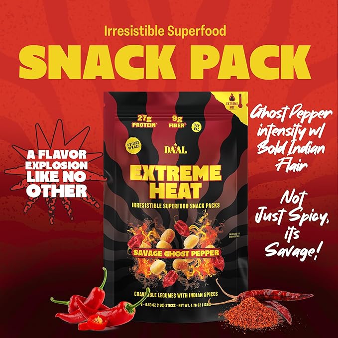 Daal By Keen Crunchy Mung Bean Snacks ??Savage Ghost Pepper - Plant-Based Protein, High Fiber, Gluten Free & Nut-Free ??Mix into Salads or Enjoy as an On-the-Go Snack - 1 Resealable Pack, 4.76 oz
