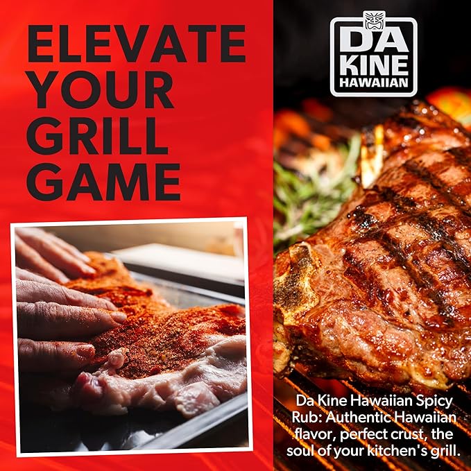 Da Kine Hawaiian Premium BBQ Dry Rub Seasoning - Authentic BBQ Seasoning Blend, Perfect Gourmet Rub Spices for Smoking, Grilling & Cooking - Gluten-Free, Low Sodium, No MSG - Spicy Flavor (4 oz - 1 Pack)
