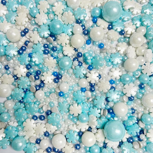 Blue Sprinkles, Edible Frozen in Sugar Sprinkles, Snowflake Sprinkle Mix for Cookies, Ice Cream, Cake and Cupcake Decorating, 3 oz/85 g