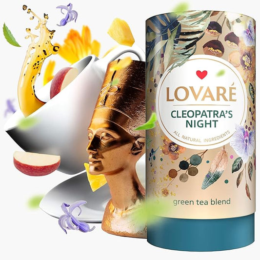 LOVARE Cleopatra?셲 Night Loose Leaf Tea Sampler 80 g ??Made in Ukraine ??Green Tea, Pineapple, Apple, Rose Buds and Petals, Calendula, Safflower, and More with 15 Paper Filters