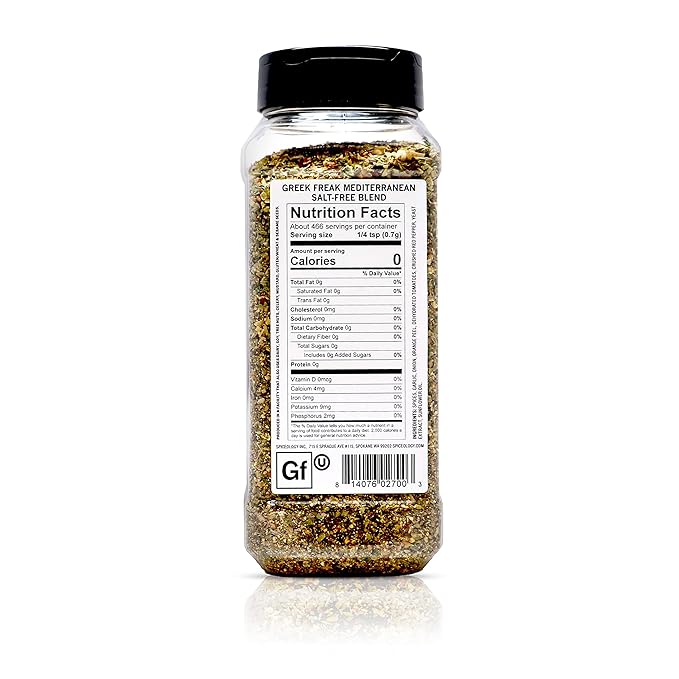 Spiceology ??Greek Freak Mediterranean Salt-Free Seasoning ??Greek Herbs & Spices for Chicken, Potatoes, Salad, Gyros, Pasta & Pizza ??Fresh-Ground, Chef-Crafted Mediterranean Blend ??11.5 oz
