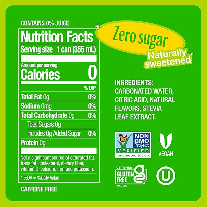 Zevia Zero Sugar Soda, Lemon Lime Twist, 12 oz Cans (24-Pack) ??Naturally Sweetened, Non-GMO Project Verified, Gluten-Free, Vegan