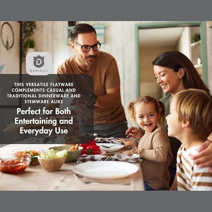 Hammered Silverware Set | Premium 18/10 Stainless Steel Flatware Service for 16 | Heavy-Duty & Dishwasher Safe | Built to Last (80-Piece, Fidenza Hammered)