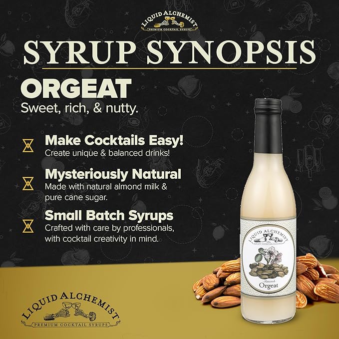 Liquid Alchemist Orgeat Syrup for Cocktails - Real Ingredients Make Our Almond Syrup the Perfect Mai Tai Mix - Non-GMO, Gluten Free & Vegan (12.7 oz)