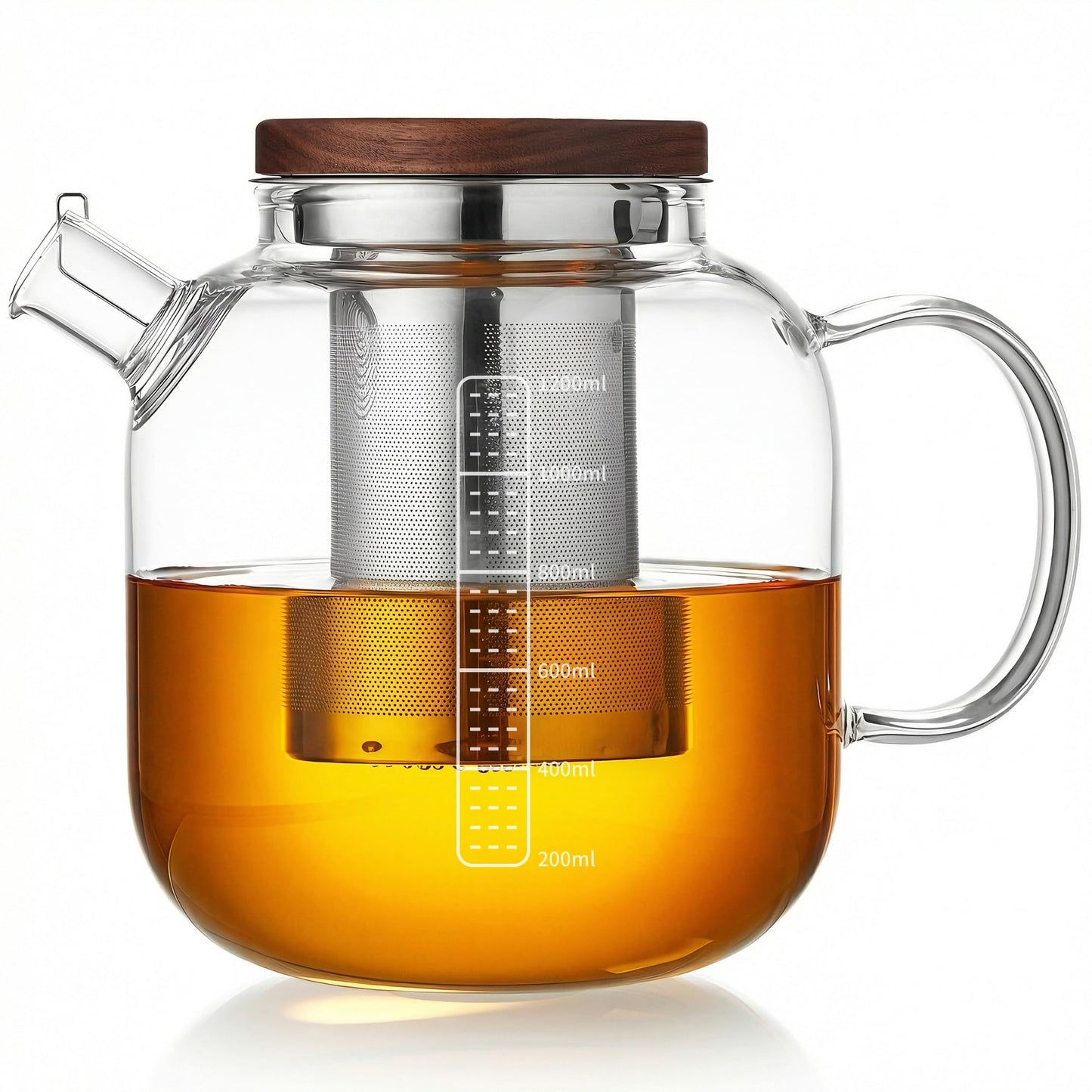 Glass Teapot with Infuser and Lid - 40oz Borosilicate Glass Teapot with Heat-Resistant Handle