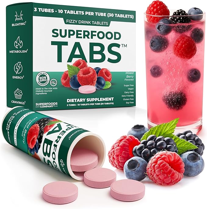 Detox Cleanse Drink - Fizzy Nutrition Supplement for Women and Men - Support Healthy Weight - Improve Digestive Health and Bloating Relief - Mixed Berry Flavor [30 Tablets]