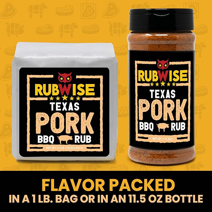 RubWise Texas Style BBQ Pork Rub (1lb) No MSG | Meat Barbecue Dry Rubs and Spices for Smoking and Grilling | Spice Blend Seasoning | Great on Spare Ribs, Tenderloin, Chops, Belly, Shoulder
