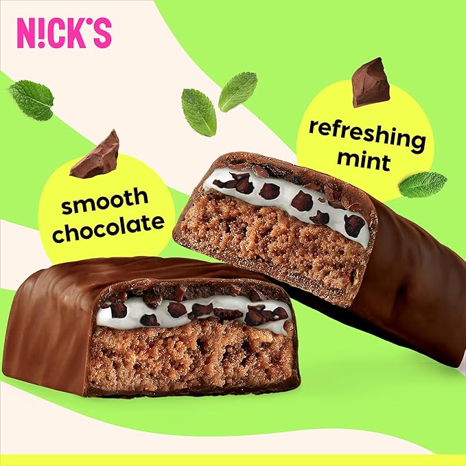 Nick?™s Mint Chocolate Protein Bars ??12-Count Box | High Protein, Low Calories, Low Carbs, Keto Friendly, No Added Sugar
