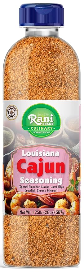 Rani Louisiana Cajun Seasoning (Special Blend for Gumbo, Jambalaya Crawfish, Shrimp) 20oz (1.25lbs) 567g PET Jar ~ All Natural | Gluten Friendly | NON-GMO | Kosher | Vegan | Product of USA