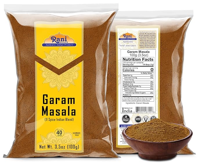 Rani Garam Masala Indian 11-Spice Blend 3.5oz (100g) ~ All Natural, Salt-Free | Vegan | No Colors | Gluten Friendly | NON-GMO | Kosher | Indian Origin