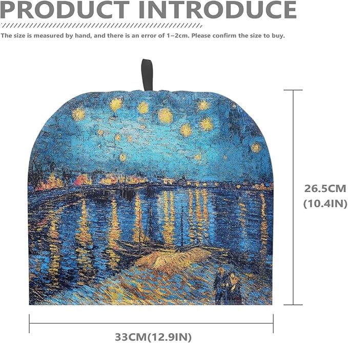 Night Oil Paint Tea Cozy for Teapot Kitchen Kettle Dust Cover Teapot Cover with Handle Dust Cover Teapot Cozy Tea Cosy for Keeping Warm Can Hung and Folded 竊뉰lue竊?"<div>