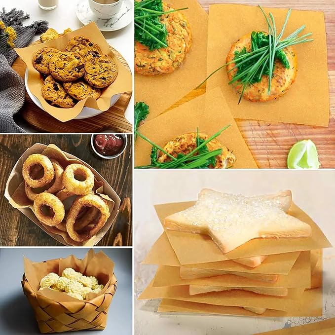 500 PCS Precut Parchment Paper Squares for Baking Cookies, Unbleached Nonstick Wax Paper Sheets for Separating Beef Patties, Freezing Hamburgers. (6x6 Inch)