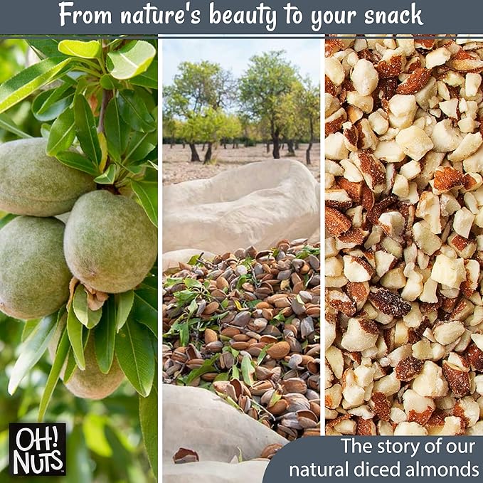 Oh! Nuts Almonds Natural Diced - Raw - 100% Natural - 2 lb - High-Protein Diced Almonds - Packed in New York Zip-Seal Bag for Exceptional Freshness