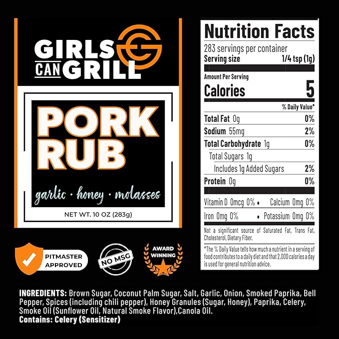 Girls Can Grill Pork Rub | Award Winning Barbecue Seasoning for Pork Butt, Pork Chops, Pork Tenderloin, Bacon and Seafood | 10 oz