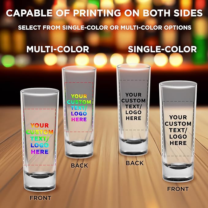Custom Cordial Shooter Shot Glasses 2 oz. Set of 100, Personalized Bulk Pack - Great for Birthdays, Parties, Indoor & Outdoor Events - Black