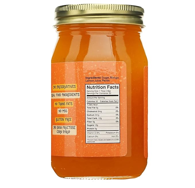 Green Jay Gourmet Mango Jam - All-Natural Fruit Jam with Mango & Lemon Juice - Vegan, Gluten-free Jam - Contains No Preservatives or Corn Syrup - Made in USA - 2 x 20 Ounces