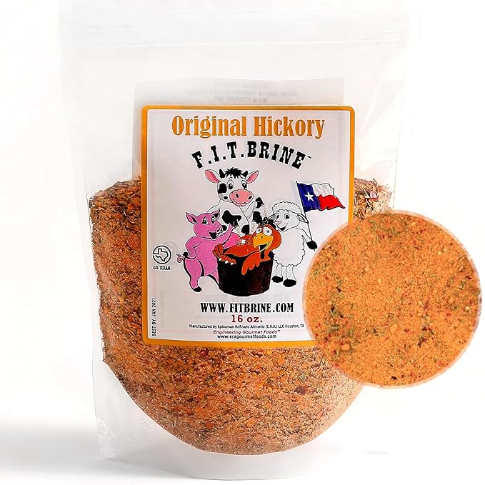FIT Brine - Original Hickory, 16oz | Premium Meat Tenderizer & Seasoning | Adds Smoky Flavor & Juicy Texture | All-Natural, Easy-to-Use for Beef, Chicken, Pork, Salmon & More! Quality Made in Texas.