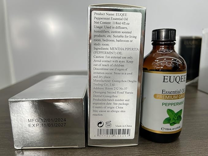 Peppermint Essential Oil 118 ml Pure Peppermint Oil with Glass Dropper, Great for Aromatherapy, Diffuser, Soap Candle Making - 4Fl. Oz