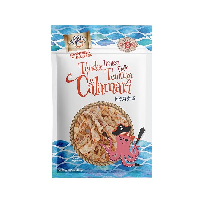 Ikaten Daio Tender Tempura Calamari Snack 5.64oz (160g), Otsumami, Made in Japan by Swashbuckle Snacks