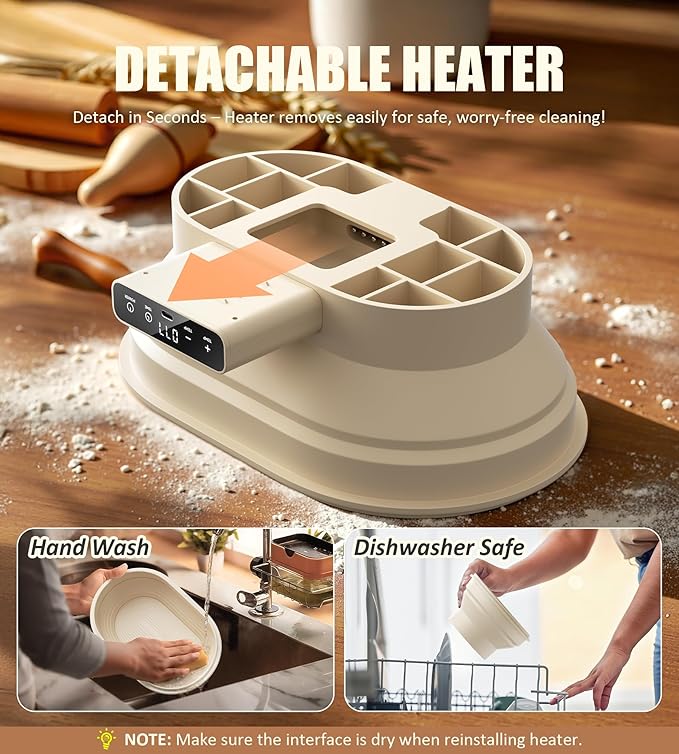 Heating Banneton Bread Proofing Basket, Foldable Sourdough Bread Baking Supplies, Silicone Sourdough Starter Kit, 11" 2L Oval Banneton Basket, Baking Gifts for Women & Baker (1 Pack)