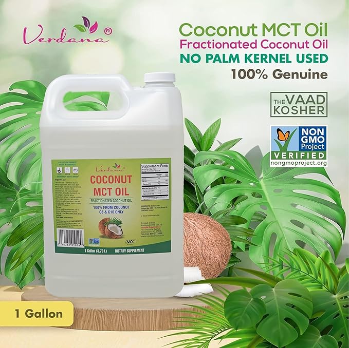 Verdana MCT Oil, Fractionated, 100% from Coconut - 1 Gallon - Kosher Food Grade, Vegan, Non-GMO - Great for Keto and Paleo Diet (128 Fl Oz)