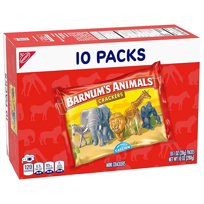 BARNUM'S Original Animal Crackers, Kids Snacks, 10 Snack Packs (Pack of 2)