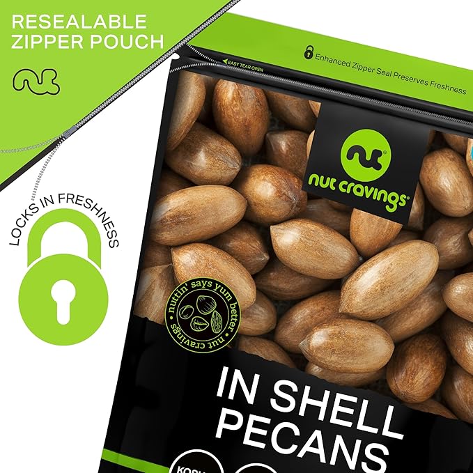 NUT CRAVINGS - Raw Hard Shell Pecans, (80oz - 5 LB) Bulk Nuts Packed Fresh in Resealable Bag - Healthy Protein Food Snack, Food Assortments Ideal for Trail Mixed Nuts