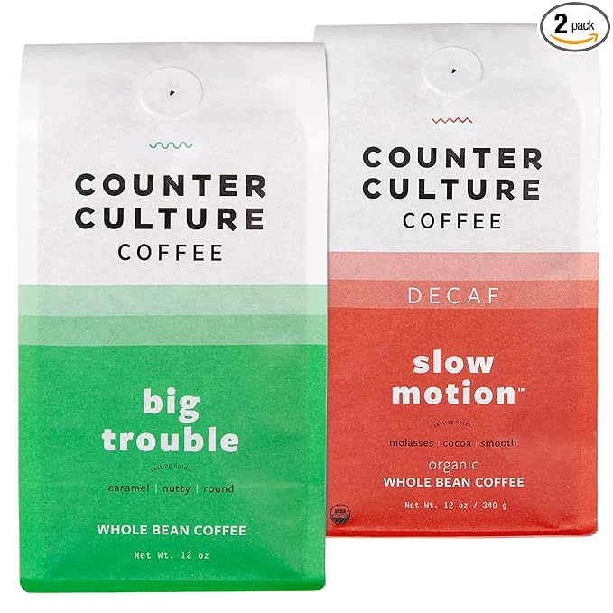 Counter Culture Coffee - Whole Bean Coffee - Multi-Pack - One 12oz Bag of Each (Big Trouble and Slow Motion)