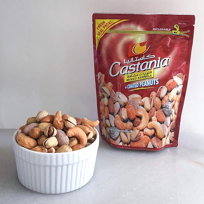 Castania BBQ Lebanese Nuts Variety Pack: Extra Mix, Mixed Nuts with Kri Kri, Super Extra Nuts, Regular Mix - 10.6 oz Pack of 4