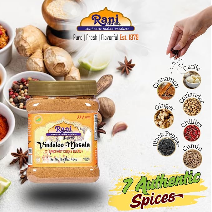 Rani Vindaloo Curry Masala Indian Spice Blend 16oz (1lb) 454g PET Jar ~ All Natural | Salt Free | Vegan | Gluten Friendly| NON-GMO | Kosher | No colors | Indian Origin