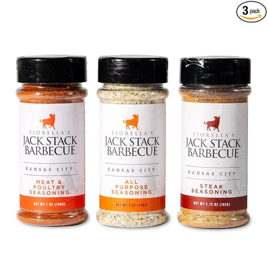 Jack Stack Barbecue Dry Rub Seasoning Variety Pack - All Purpose, Steak, Poultry & Meat Seasonings - Kansas City Spice 3 Pack - for Chicken, Steak, Ribs, Vegetables, Seafood, and More (7oz Each)