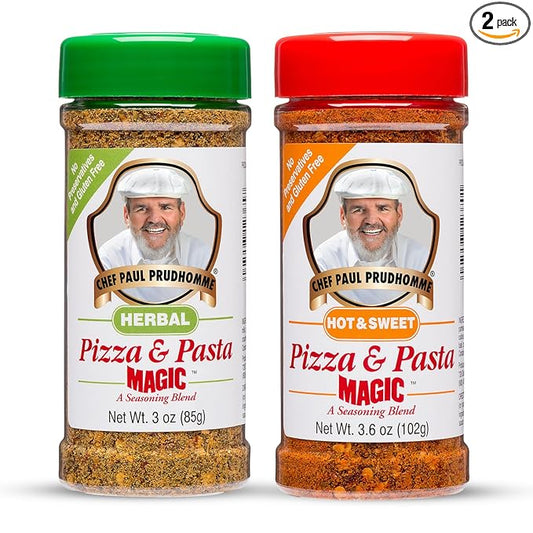 Chef Paul Magic Seasonings Blends Hot and Sweet Pizza and Pasta Magic | No Added Salt | Pizza Seasoning | Perfect for Pasta, Salad & Soups | Italian Seasoning | Pack of 1 Each
