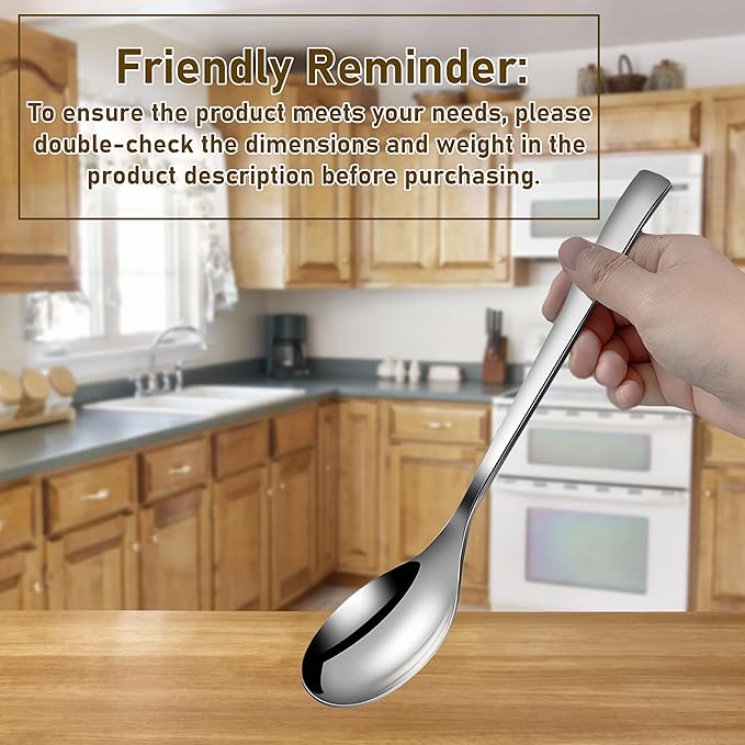 Serving Spoons,SUS 304 Stainless Steel Buffet & Banquet Style Serving Utensils (Set of 2)