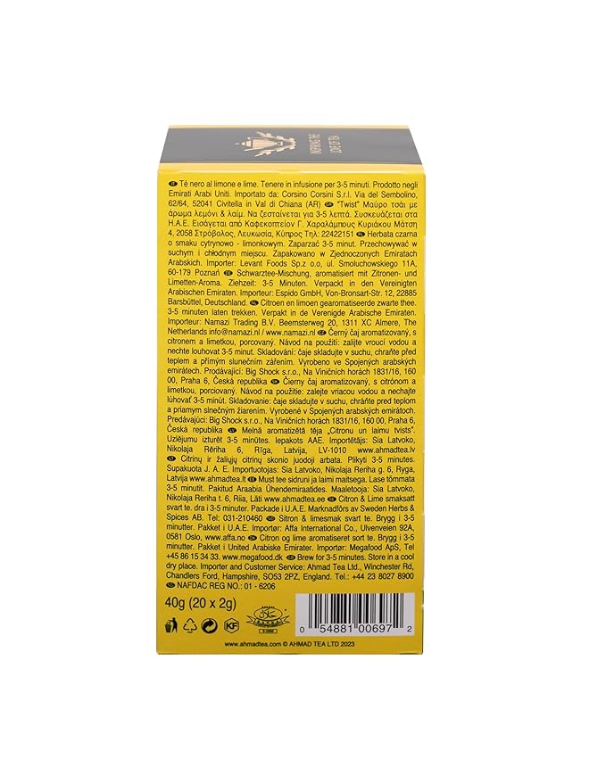 Ahmad Tea Lemon & Lime Twist Black Tea, 20-Count Boxes (Pack of 6)