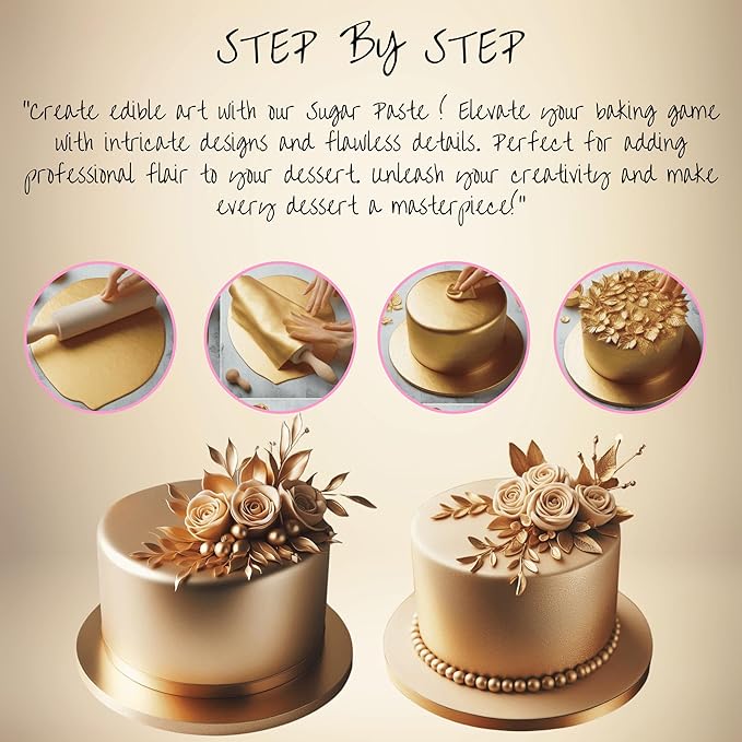 Confect Metallic Champagne Gold Fondant | Christmas Fondant | Edible Fondant | Chefs Choice Fondant for Cake Decorating | Fondant for Cake | Vegan, Gluten-Free, Nut-Free, Palm Oil-Free – 8.8 Oz