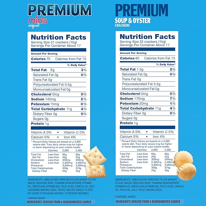 Premium Saltine Crackers Variety Pack, 2 Mini and 2 Soup & Oyster Crackers, Lunch Snacks, Bulk Snacks, 4 Packs